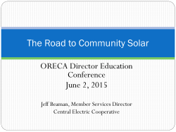The Road to Community Solar - Oregon Rural Electric Cooperative