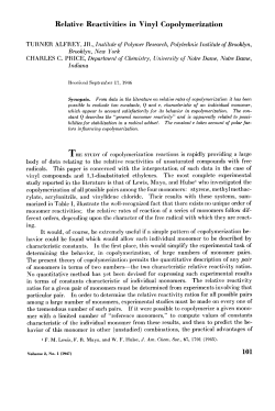 Relative reactivities in vinyl copolymerization