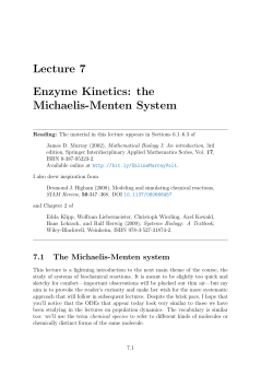 Lecture 7 Enzyme Kinetics: the Michaelis