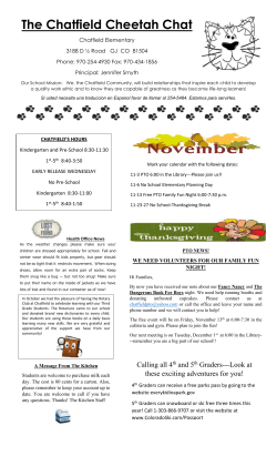 The Chatfield Cheetah Chat - Chatfield Elementary School