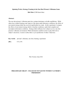 Strategy Framing in the One-Shot Prisoner`s Dilemma Game