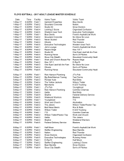 FLOYD SOFTBALL - 2017 ADULT LEAGUE MASTER SCHEDULE