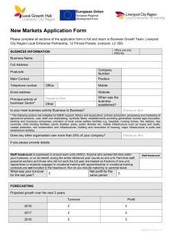 New Markets Application Form