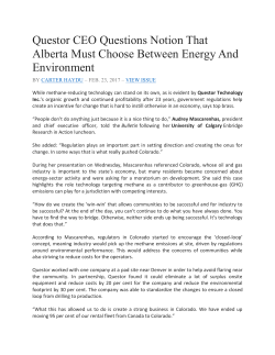 Questor CEO Questions Notion That Alberta Must Choose Between