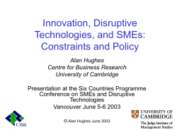 Innovation, disruptive technologies and SMEs
