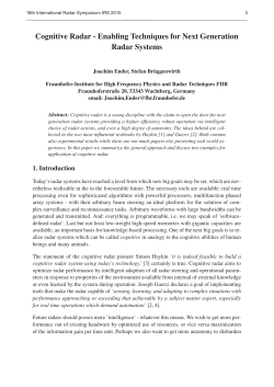 Cognitive Radar - Enabling Techniques for Next Generation Radar