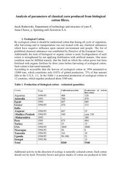 Analysis of parameters of classical yarn produced from