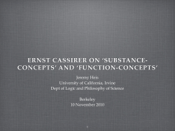 ernst cassirer on `substance- concepts` and `function