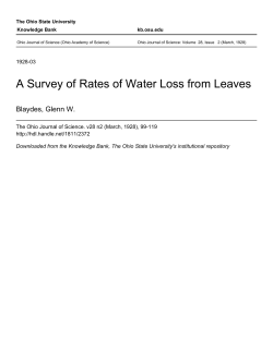 A Survey of Rates of Water Loss from Leaves
