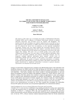 The Relationship of IEP Quality to Curricular Access and Academic