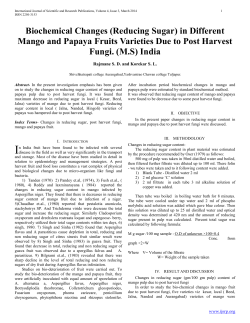 Biochemical Changes (Reducing Sugar) in Different Mango and
