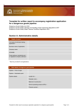 Template for written report to accompany registration application for