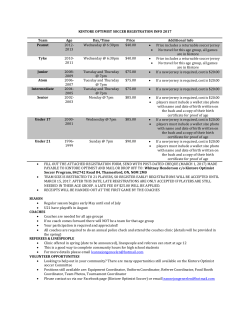 KINTORE OPTIMIST SOCCER REGISTRATION INFO 2017 Team