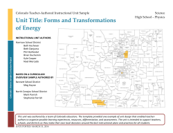 Unit Title: Forms and Transformations of Energy