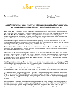 Fred Yaeger 914.525.9198 As Cognitive Abilities Decline In Older