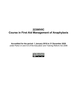 22300VIC Course in First Aid Management of Anaphylaxis