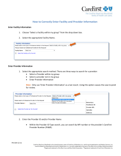 How to Correctly Enter Facility and Provider Information