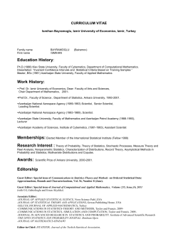 curriculum vitae - İzmir Ekonomi &Uuml;niversitesi Matematik B&ouml;l&uuml;m&uuml;