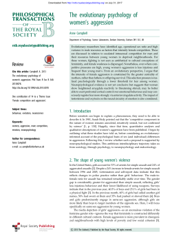 The evolutionary psychology of women`s aggression