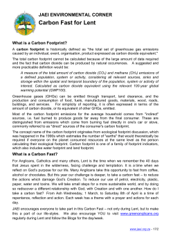 JAEI ENVIRONMENTAL CORNER Carbon Fast for Lent What is a