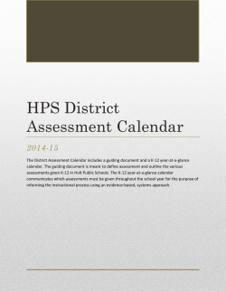 District Assessment Calendar Guiding Document