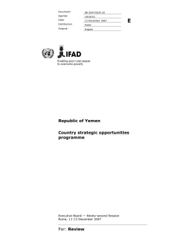 For: Review Republic of Yemen Country strategic opportunities