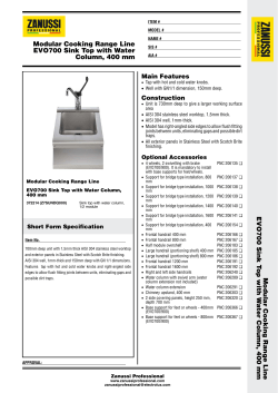 EVO700 Sink Top with Water Column, 400 mm