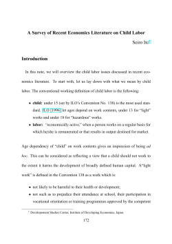 A Survey of Recent Economics Literature on Child Labor