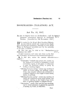 BOOKMAKERS (TAXATION) ACT. Act No. 15, 1917.