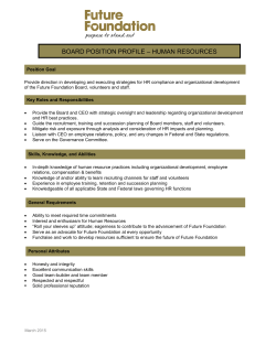 BOARD POSITION PROFILE &ndash; HUMAN RESOURCES