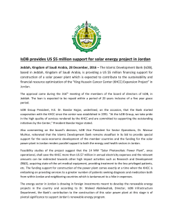 IsDB provides US $5 million support for solar energy project in Jordan