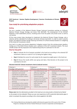 Case study for prioritising adaptation projects