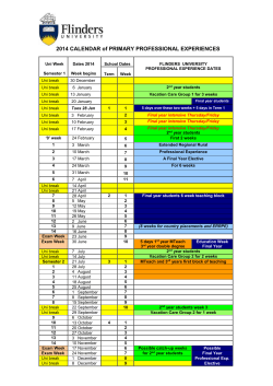 2014 CALENDAR of PRIMARY PROFESSIONAL EXPERIENCES
