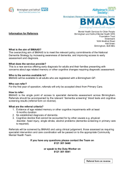 Birmingham Memory Assessment and Advisory Service Referral Form