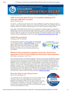 CMS Announces Next Round of Competitive BiddingOTS Orthoses