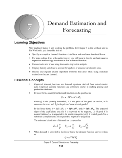 Demand Estimation and Forecasting