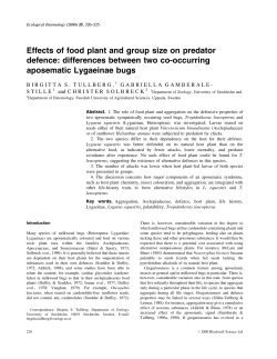 Effects of food plant and group size on predator defence: differences