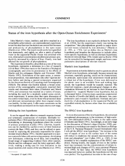 CULLEN, JOHN J. Status of the iron hypothesis after the