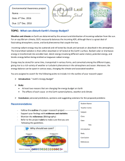 TOPIC: What can disturb Earth`s Energy Budget?