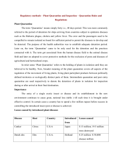 Regulatory methods – Plant Quarantine and Inspection