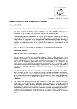 Additional Protocol to the Anti-Doping Convention - Coe