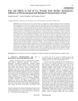 Fate and Effects in Soil of Cry Proteins from