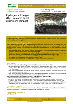 Hydrogen sulfide gas (H2S) in stored spent mushroom