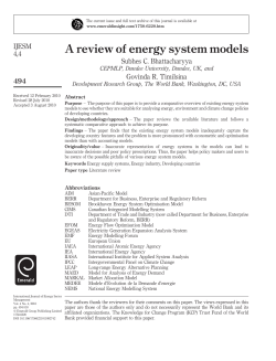 A review of energy system models