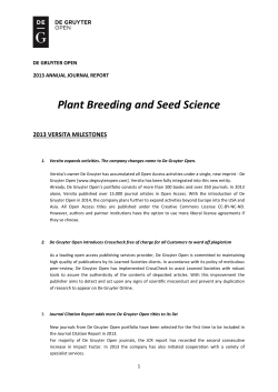 Plant Breeding and Seed Science