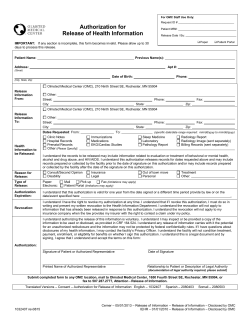 Consent - Authorization for Release of Health Information