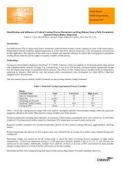 Identification and Influence of Critical Coating Process