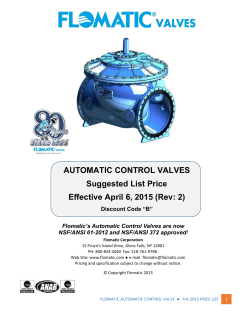 AUTOMATIC CONTROL VALVES Suggested List Price