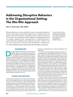 Addressing Disruptive Behaviors in the Organizational Setting: The
