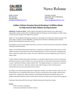 Caliber Collision Donates Record-‐Breaking 2.3 Million Meals To